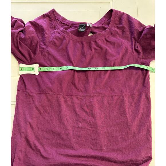 Z By Zella Long Sleeve Open Back Burnout Shirt Cranberry Purple Size Medium - Picture 4 of 7